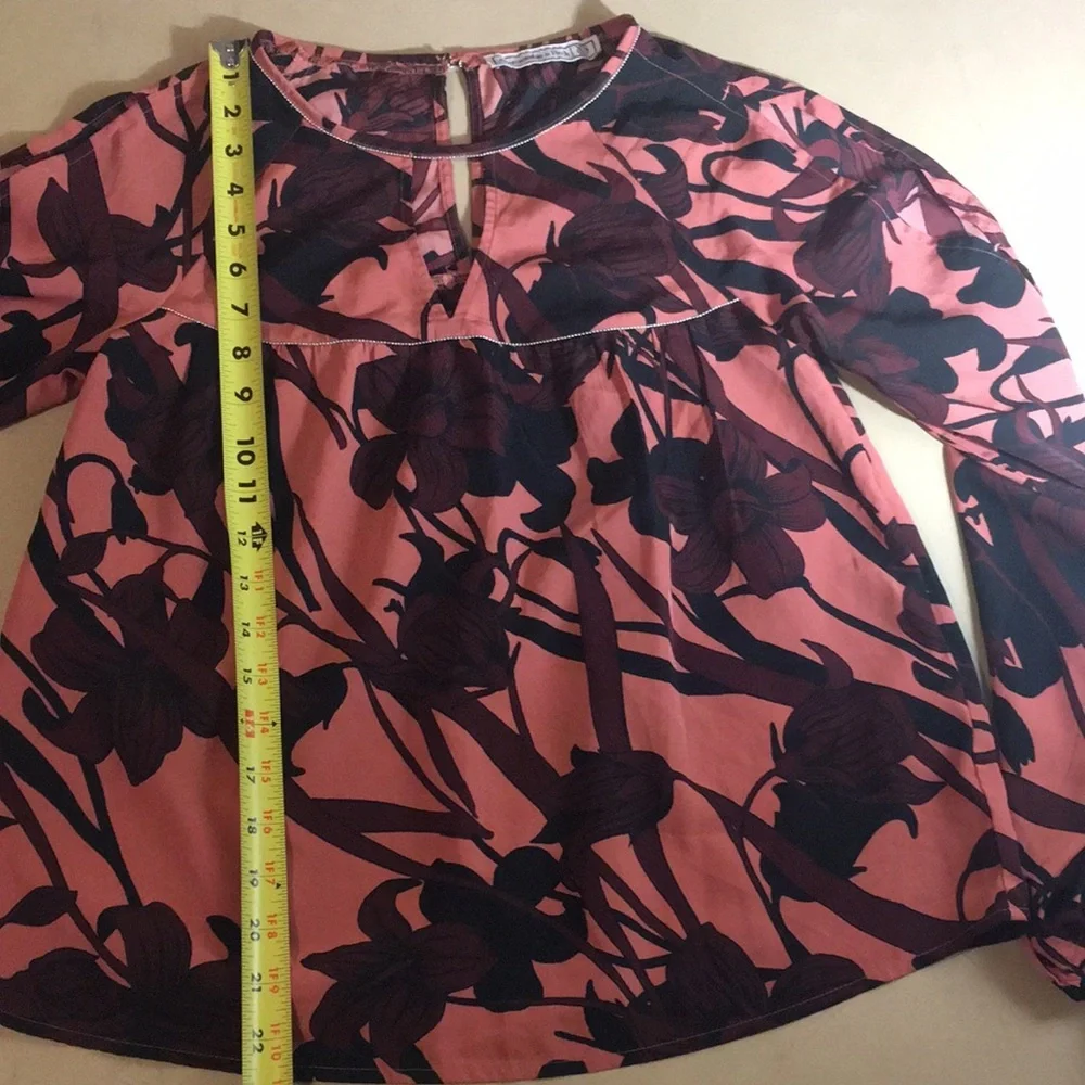 SOLD Abercrombie & Fitch Cold Shoulder Floral Long Sleeve Top Pink Sz XS - Picture 10 of 11